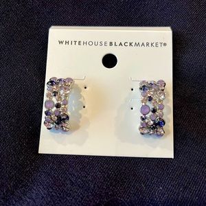NWT White House Black Market multi-lavender rhinestones toned earrings.